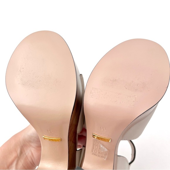 GUCCI | Interlocking GG White Chunky Platform Sandal Wood Heel Cosmos Softy 36 - Picture 12 of 13